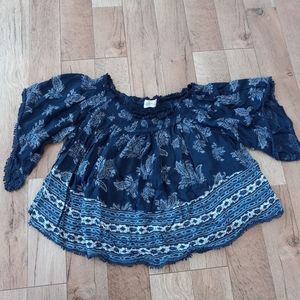 Abercrombie & Fitch Paisley Off The Shoulder Crop Top